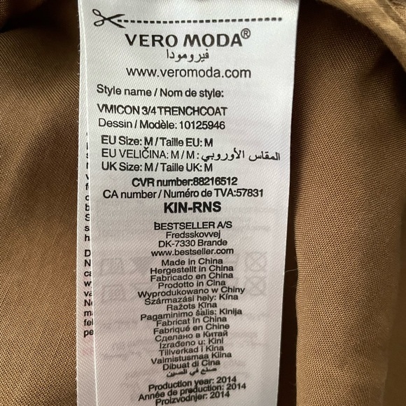 VERO MODA Tan Vmicon 3/4 Trench Coat - Picture 8 of 11